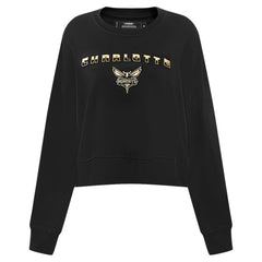 NBA - Charlotte Hornets Pro Standard Women's Glam Cropped Pullover Sweatshirt - Black