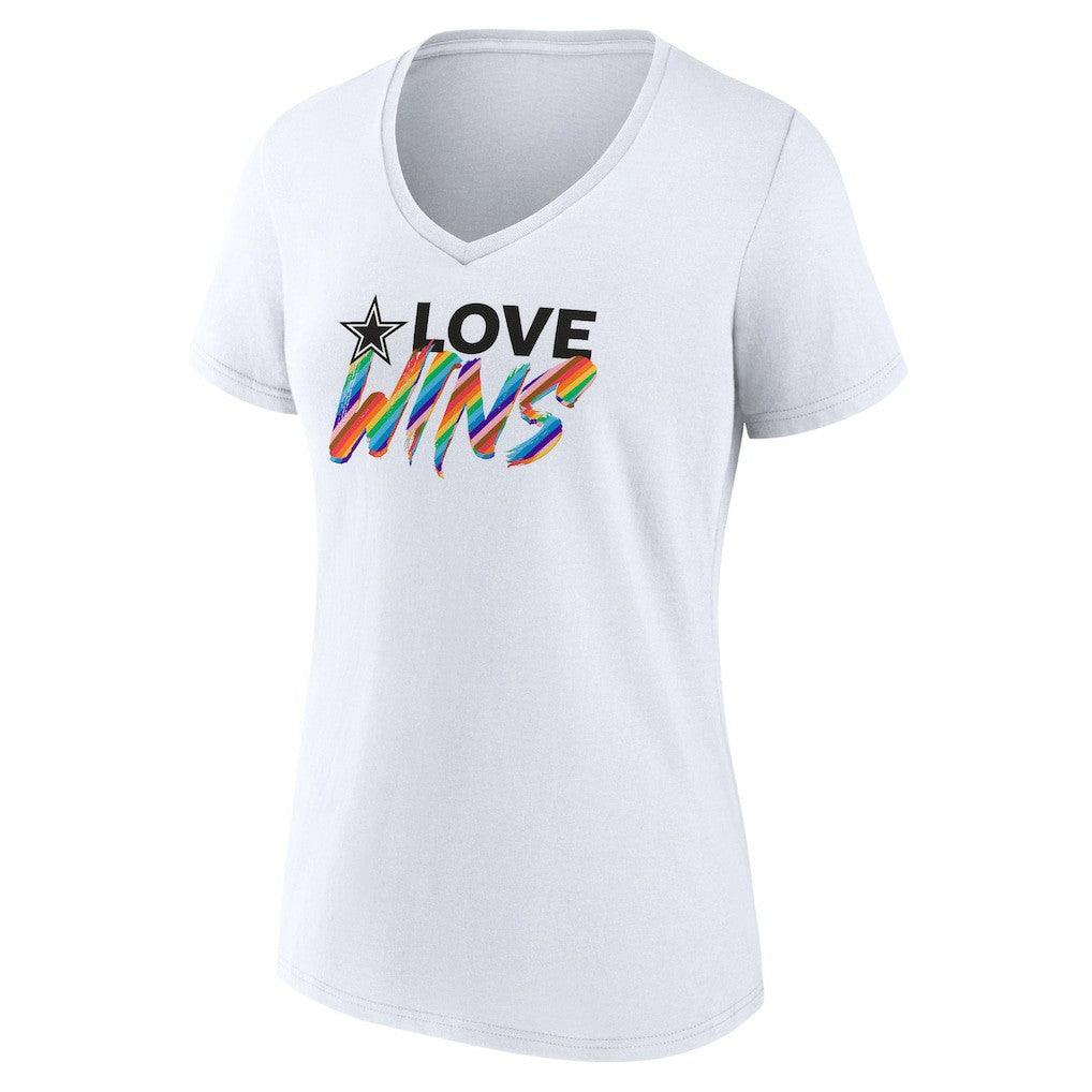 Dallas Cowboys Women's Love Wins V-Neck T-Shirt White - Fanatics