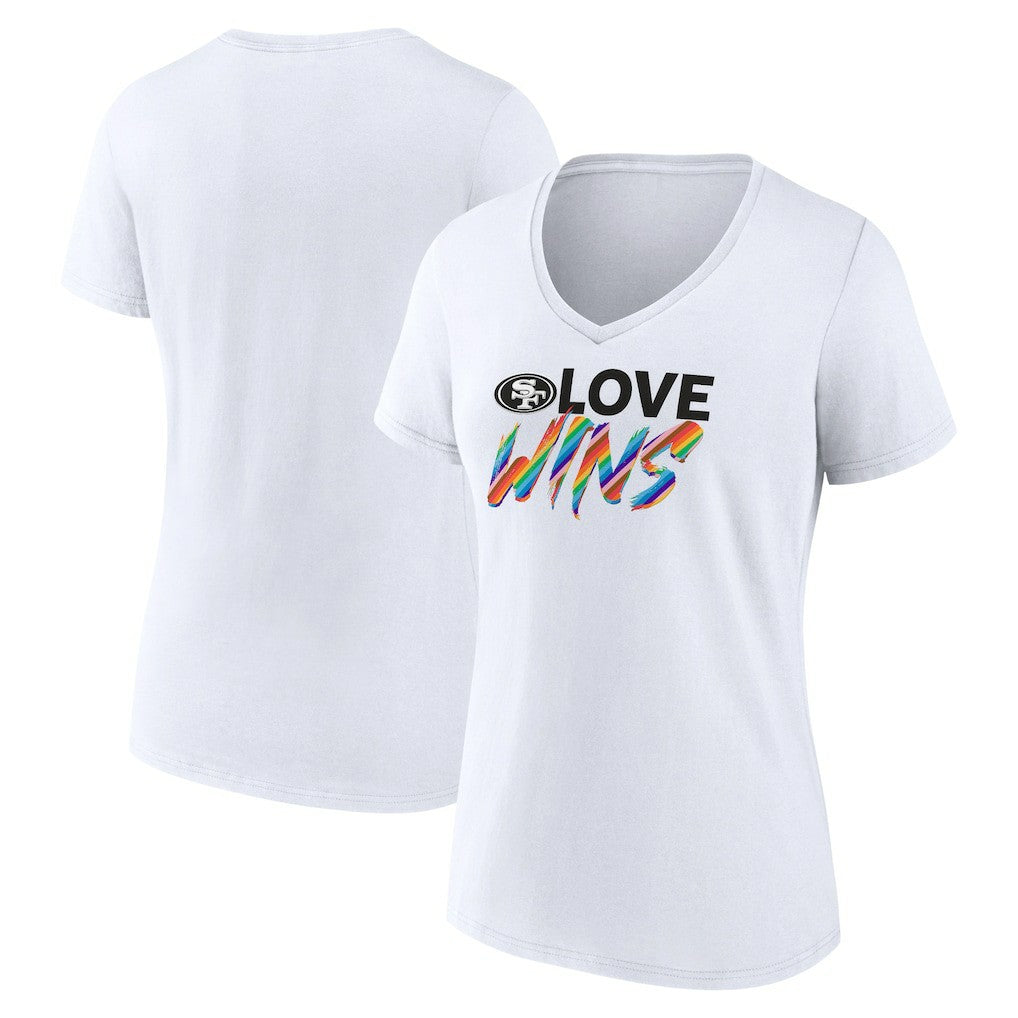 San Francisco 49ers Women's Love Wins V-Neck T-Shirt White - Fanatics