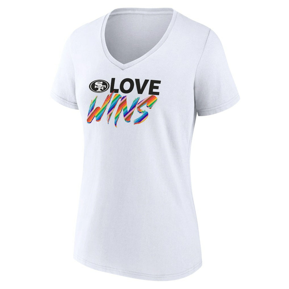 San Francisco 49ers Women's Love Wins V-Neck T-Shirt White - Fanatics