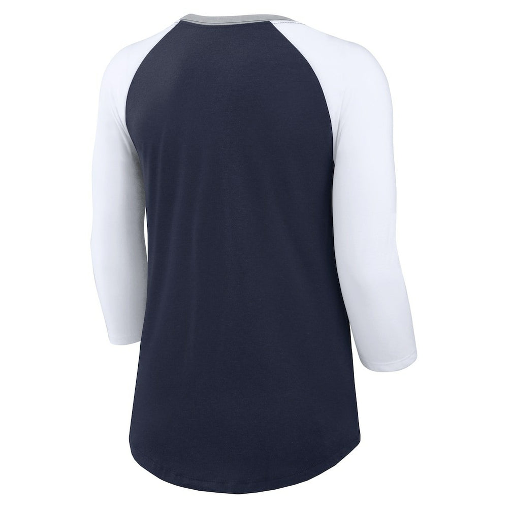 Dallas Cowboys Women's Knockout Arch Raglan Tri-Blend 3/4-Sleeve T-Shirt Navy/White - Nike