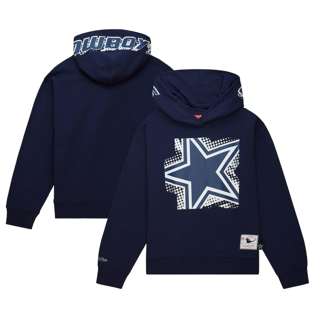Dallas Cowboys Women's Gridiron Classics Big Face 7.0 Pullover Hoodie Navy - Mitchell & Ness