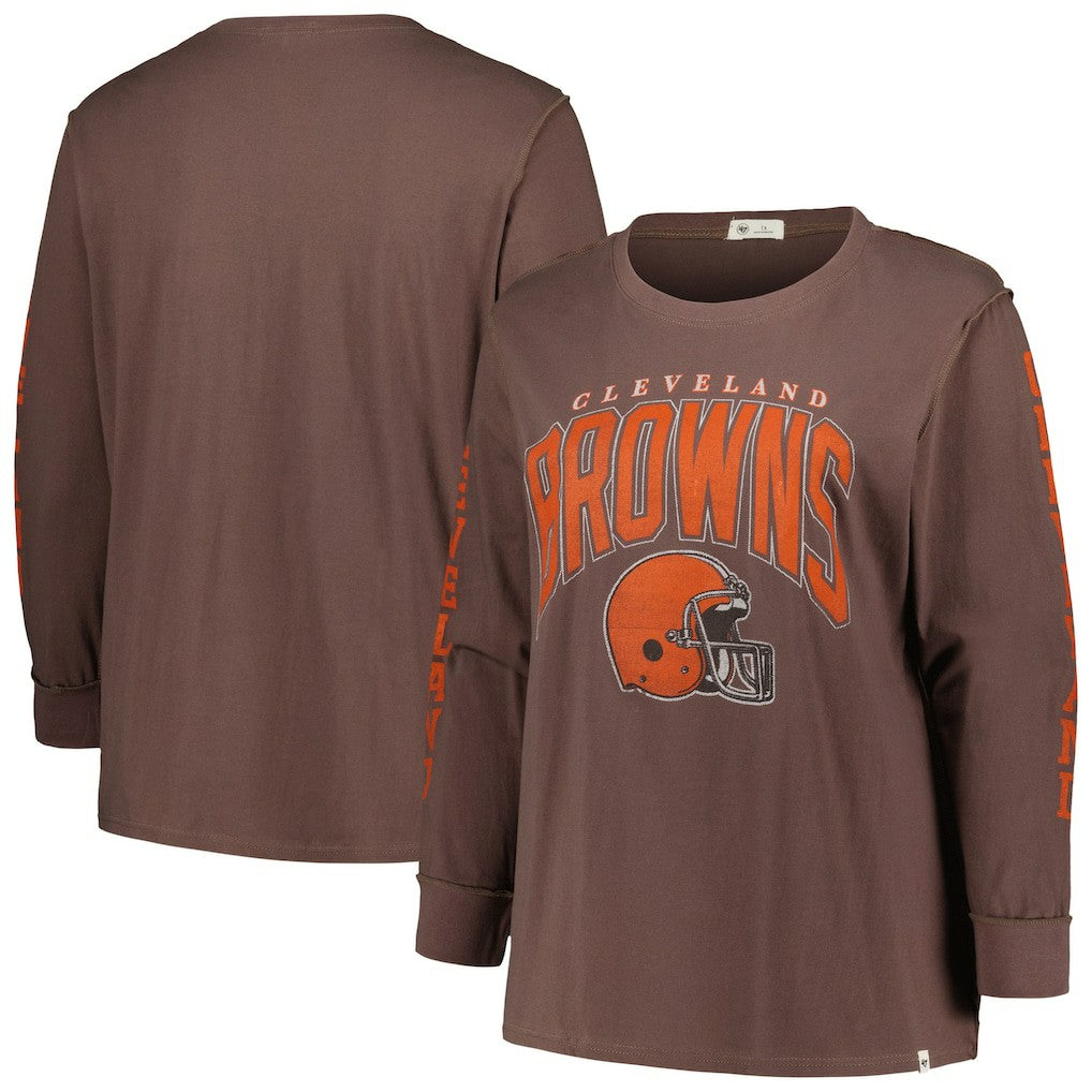 Cleveland Browns '47 Women's Plus Size Honey Cat SOA Long Sleeve T-Shirt Brown - 47 brand