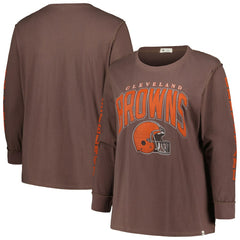 Cleveland Browns '47 Women's Plus Size Honey Cat SOA Long Sleeve T-Shirt Brown - 47 brand