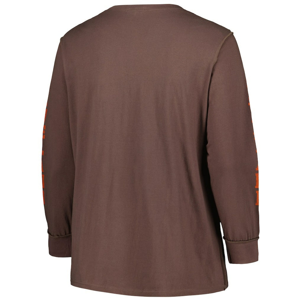 Cleveland Browns '47 Women's Plus Size Honey Cat SOA Long Sleeve T-Shirt Brown - 47 brand