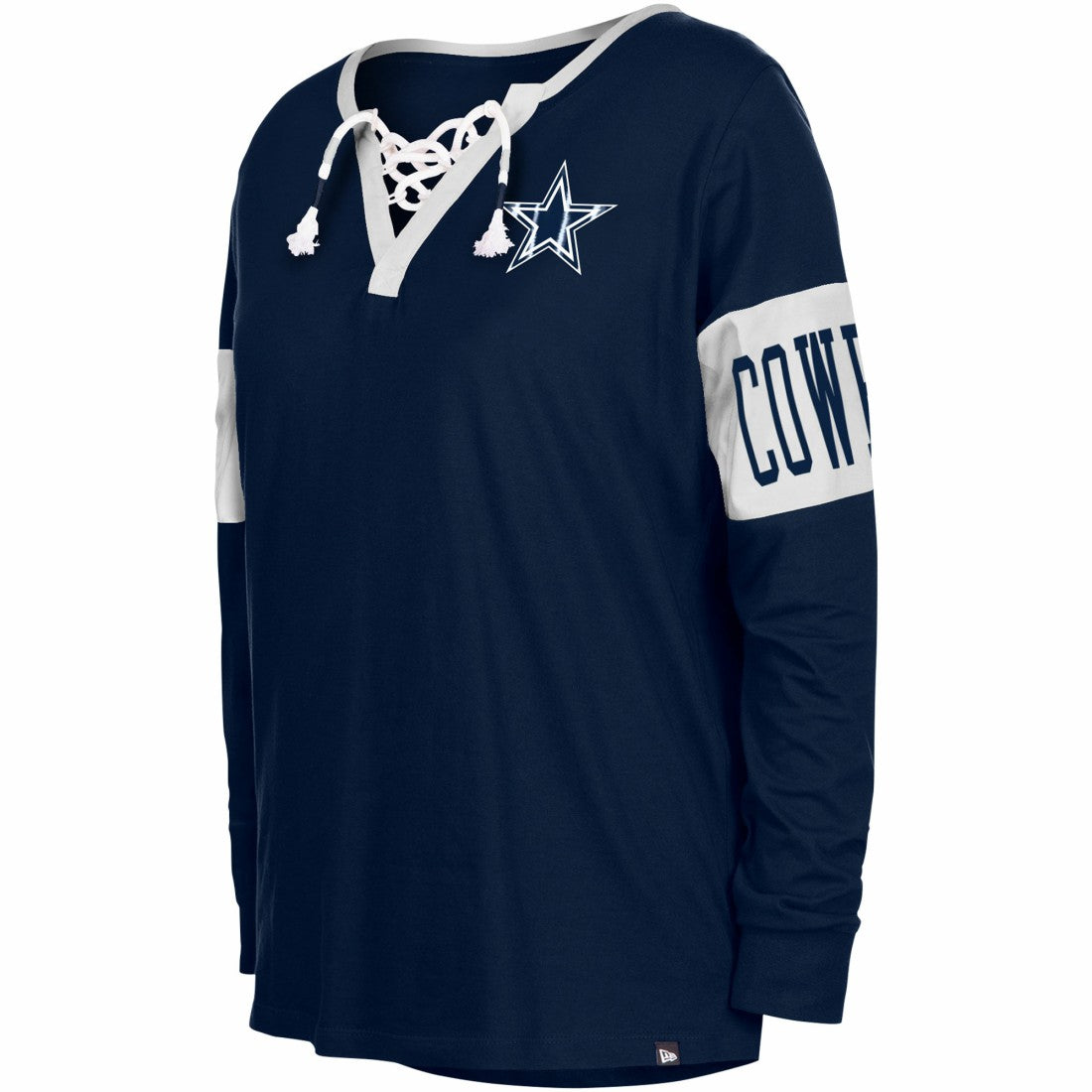 Dallas Cowboys New Era Women's Lace-Up Notch Neck Long Sleeve T-Shirt Navy - NFL