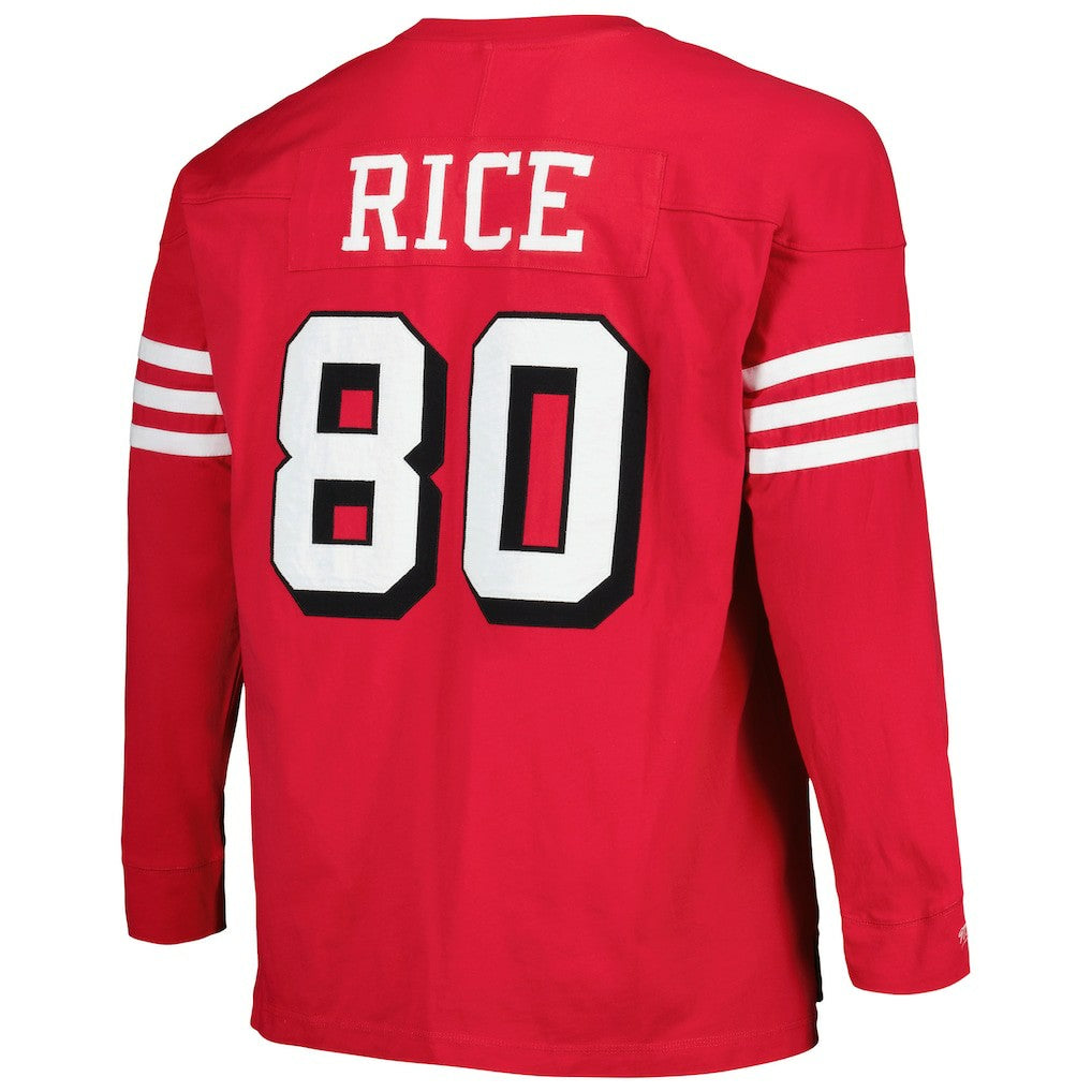 Jerry Rice San Francisco 49ers Big & Tall Cut & Sew Player Name & Number Long Sleeve T-Shirt Scarlet - Mitchell & Ness