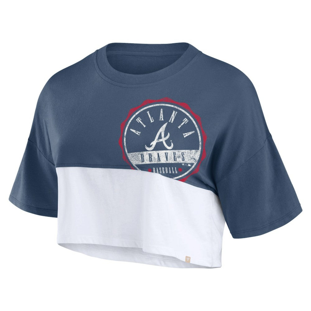 Atlanta Braves Fanatics Women's Color Split Boxy Cropped T-Shirt for sale