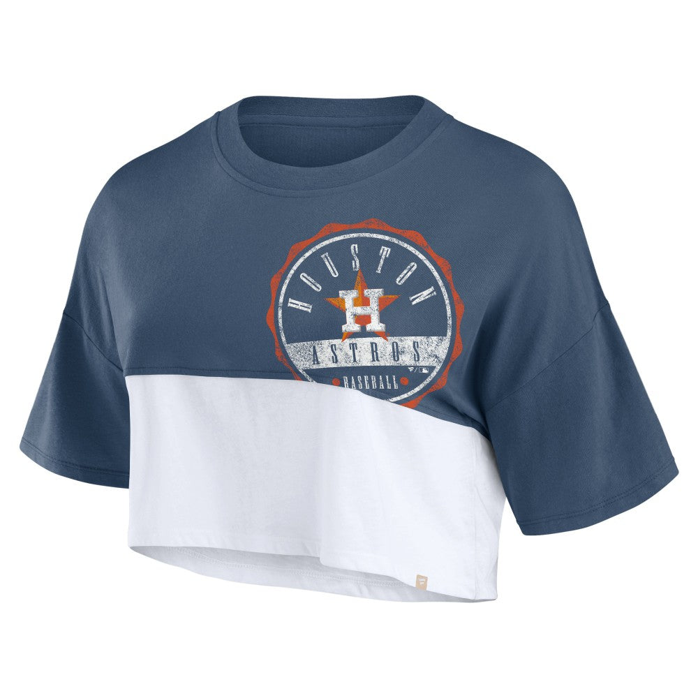 Houston Astros Fanatics Women's Color Split Boxy Cropped T-Shirt Clearance