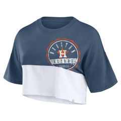 Houston Astros Fanatics Women's Color Split Boxy Cropped T-Shirt Clearance