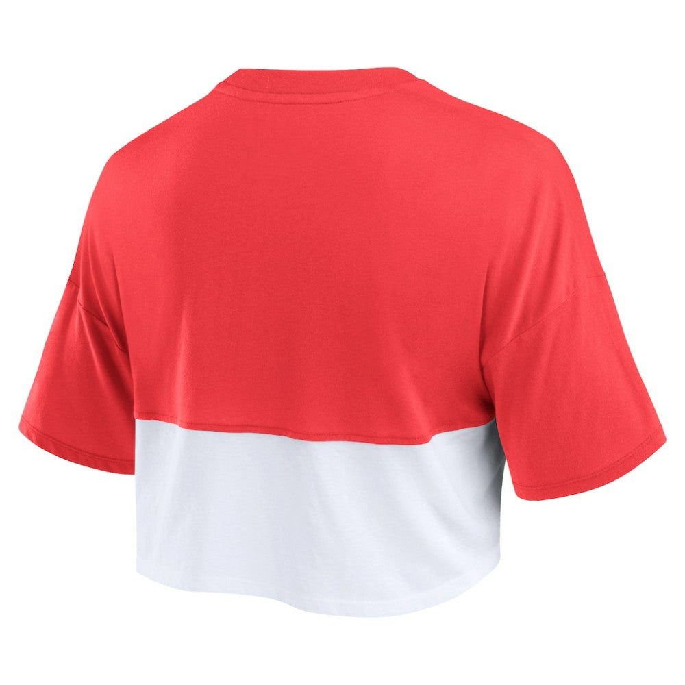 Philadelphia Phillies Fanatics Women's Color Split Boxy Cropped T-Shirt On Sale