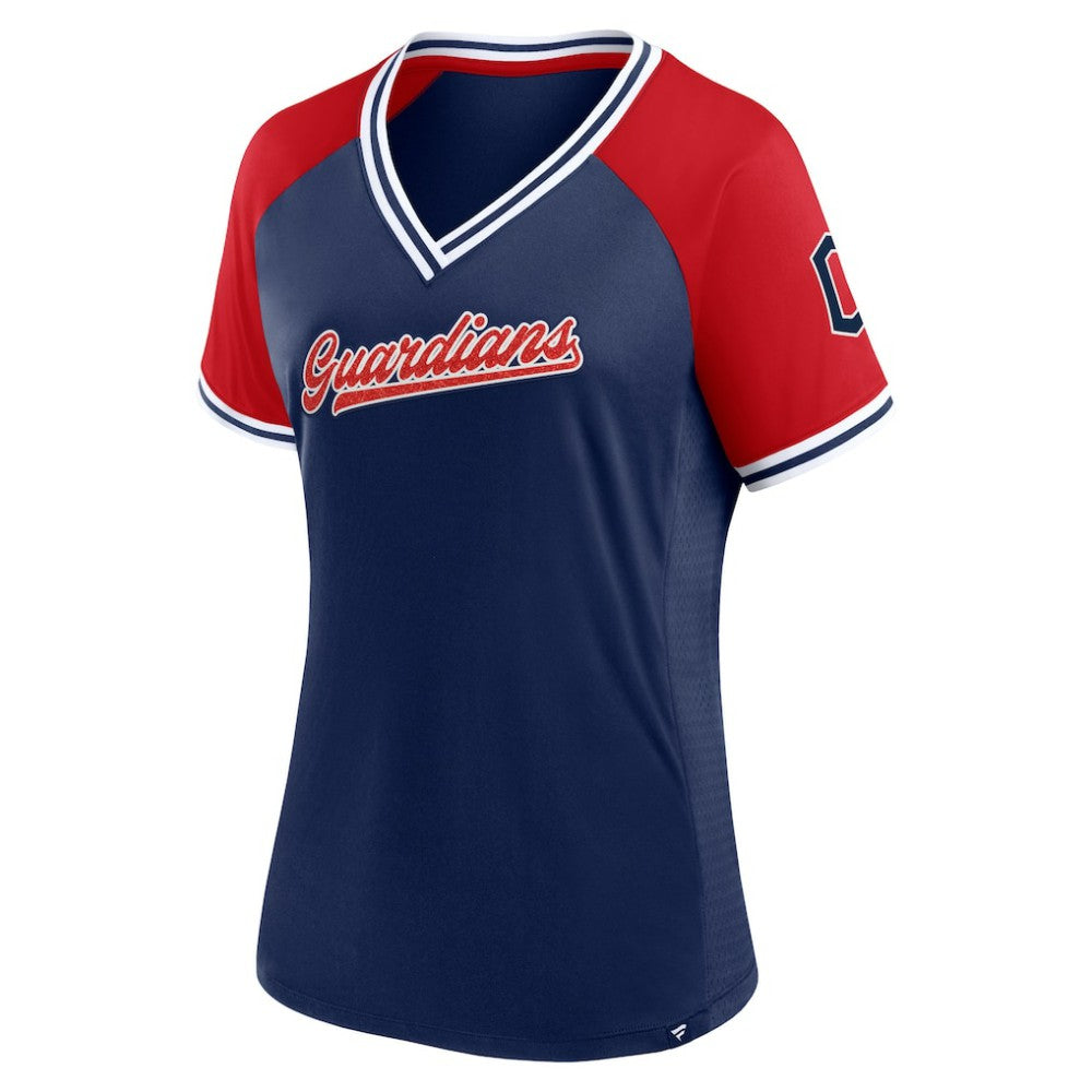 Cleveland Guardians Fanatics Women's Glitz & Glam League Diva Raglan V-Neck T-Shirt Near Me