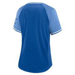 Kansas City Royals Fanatics Women's Glitz & Glam League Diva Raglan V-Neck T-Shirt Clearance