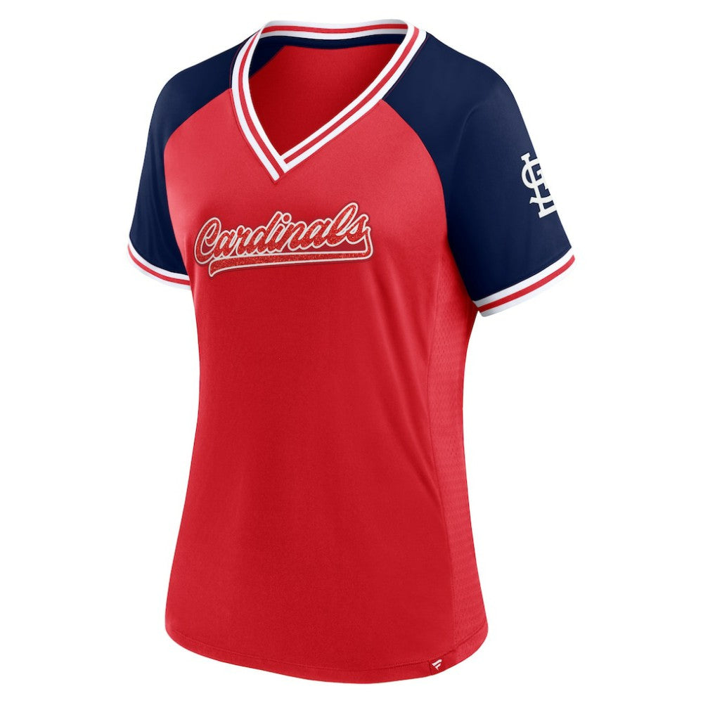 St. Louis Cardinals Fanatics Women's Glitz & Glam League Diva Raglan V-Neck T-Shirt Sale
