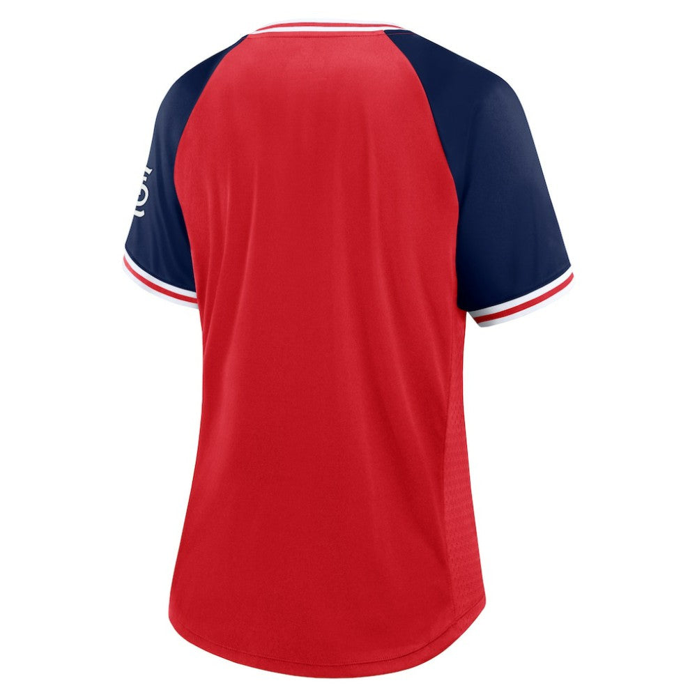 St. Louis Cardinals Fanatics Women's Glitz & Glam League Diva Raglan V-Neck T-Shirt Sale