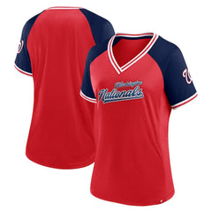 Washington Nationals Fanatics Women's Glitz & Glam League Diva Raglan V-Neck T-Shirt for sale