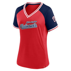 Washington Nationals Fanatics Women's Glitz & Glam League Diva Raglan V-Neck T-Shirt for sale