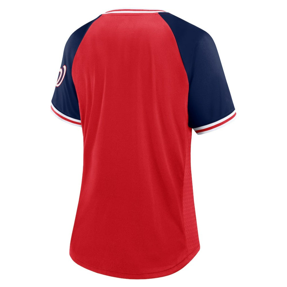Washington Nationals Fanatics Women's Glitz & Glam League Diva Raglan V-Neck T-Shirt for sale