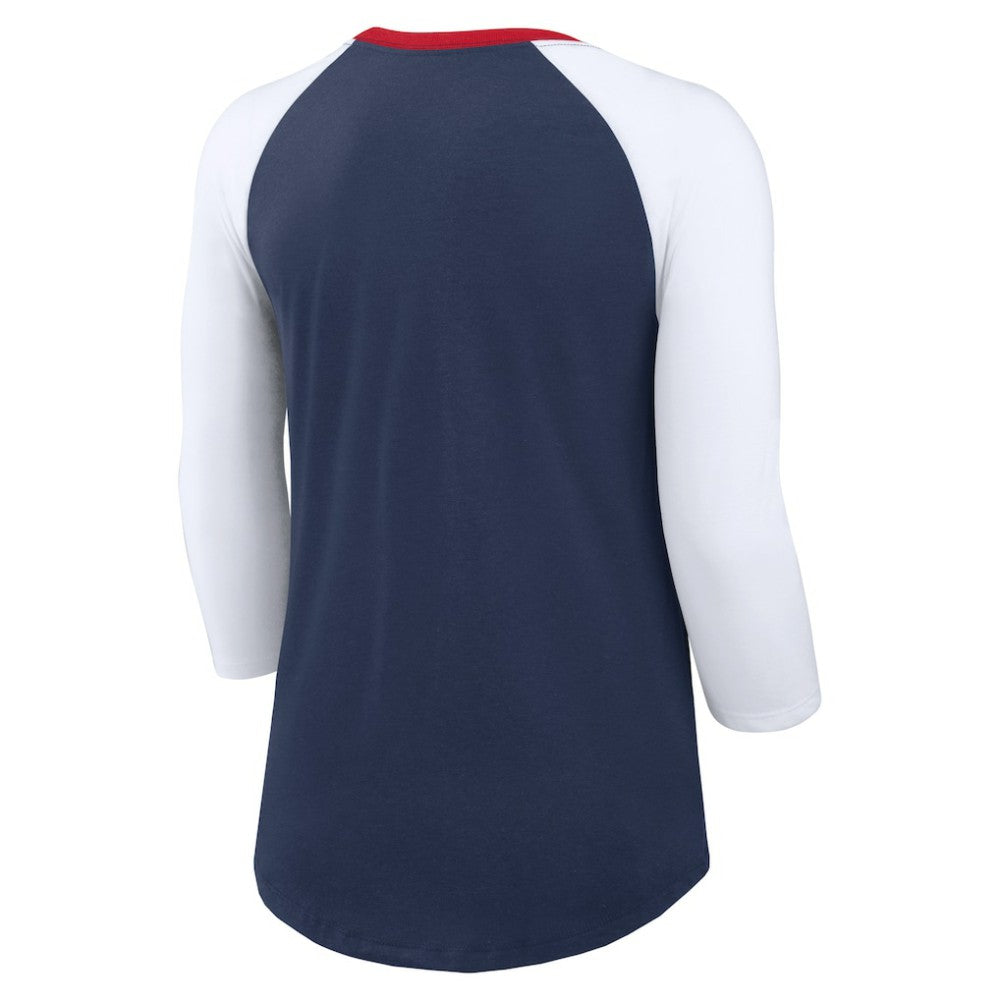 Atlanta Braves Nike Women's Knockout Arch 3/4-Sleeve Raglan Tri-Blend T-Shirt Sale