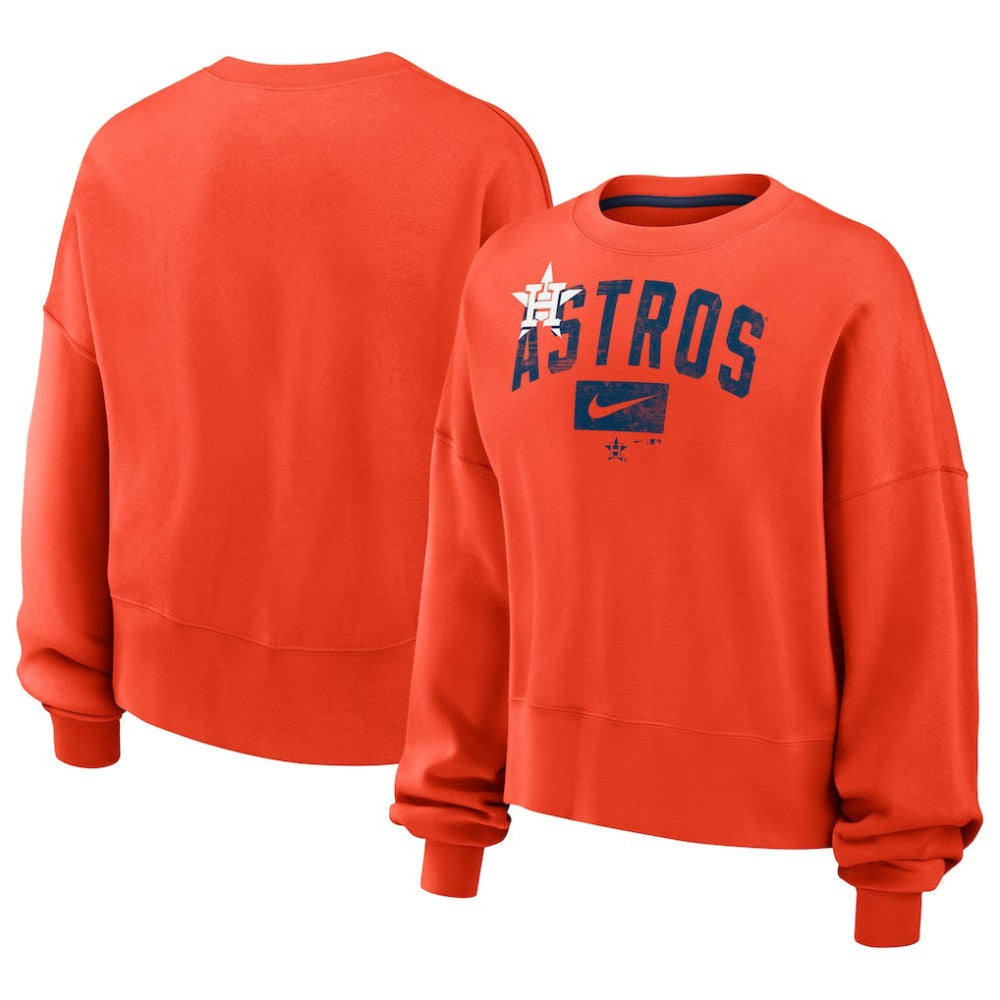 Houston Astros Nike Women's Oversized Cropped Pullover Sweatshirt On Sale
