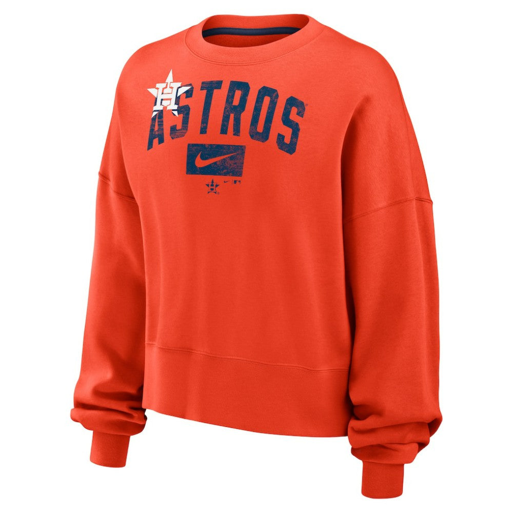 Houston Astros Nike Women's Oversized Cropped Pullover Sweatshirt On Sale