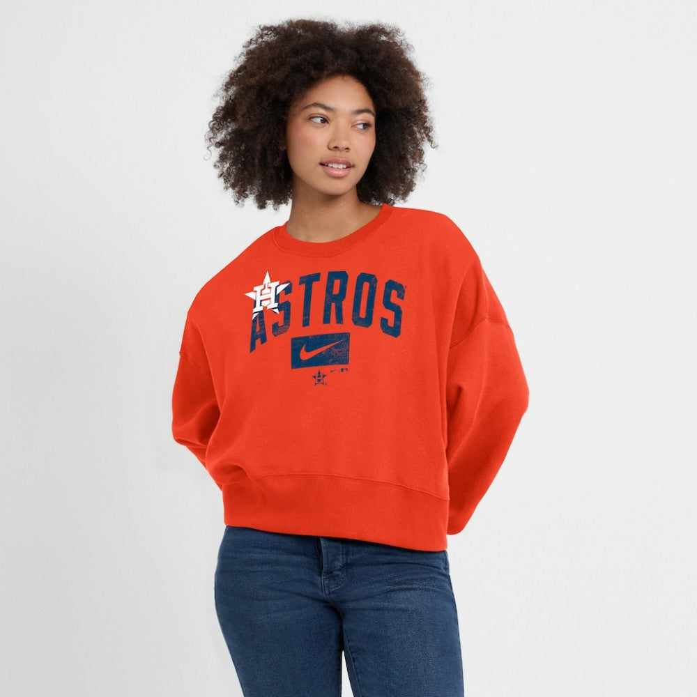 Houston Astros Nike Women's Oversized Cropped Pullover Sweatshirt On Sale