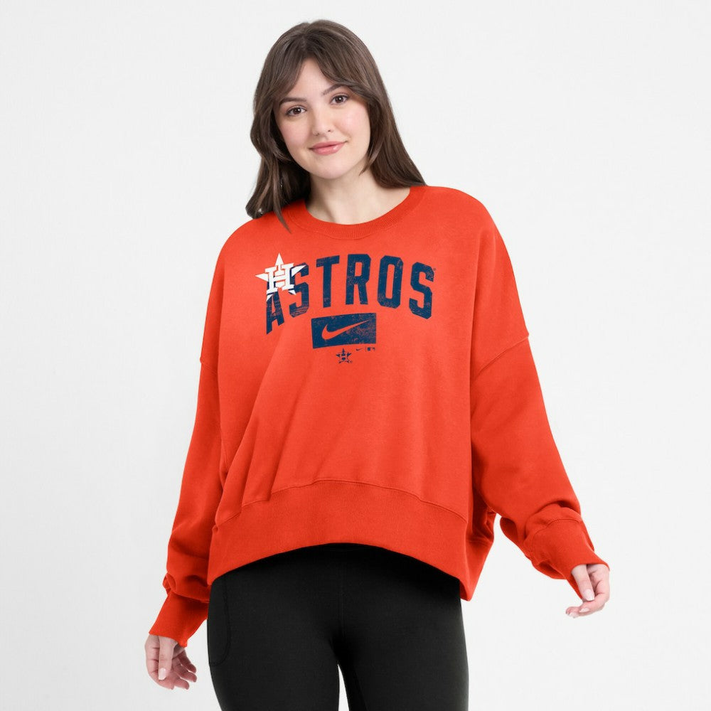 Houston Astros Nike Women's Oversized Cropped Pullover Sweatshirt On Sale