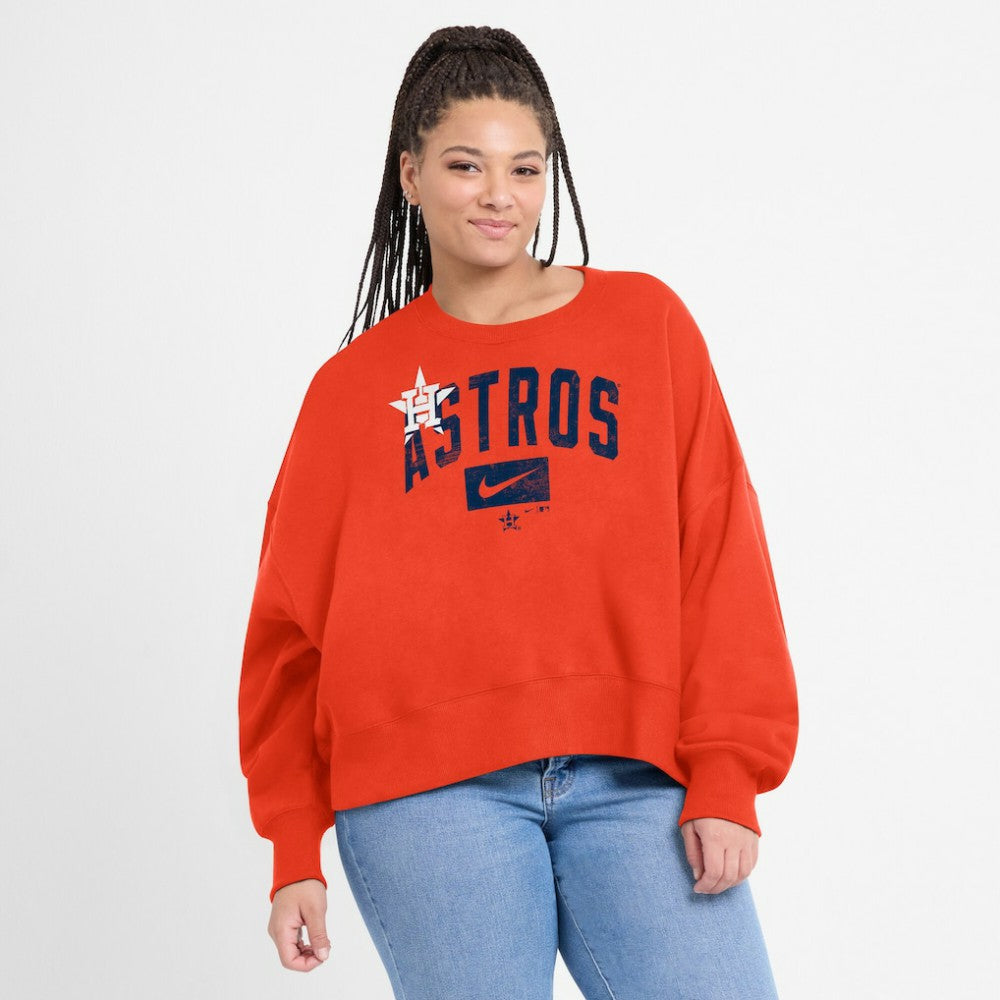Houston Astros Nike Women's Oversized Cropped Pullover Sweatshirt On Sale
