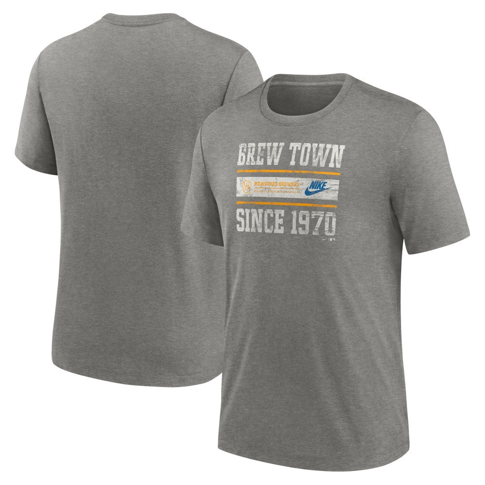Milwaukee Brewers Nike Cooperstown Collection Local Stack Tri-Blend T-Shirt Sale