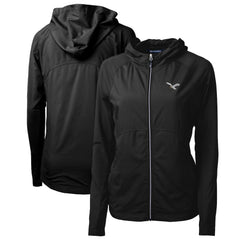 Philadelphia Eagles Cutter & Buck Women's Gridiron Classics Logo Adapt Eco Knit Hybrid Recycled Full-Zip Hoodie Black - NFL