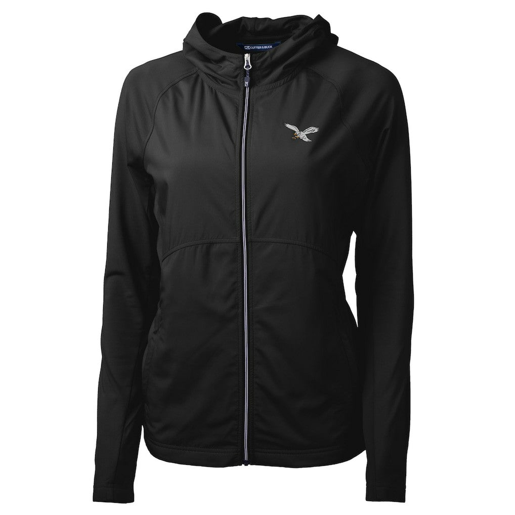 Philadelphia Eagles Cutter & Buck Women's Gridiron Classics Logo Adapt Eco Knit Hybrid Recycled Full-Zip Hoodie Black - NFL