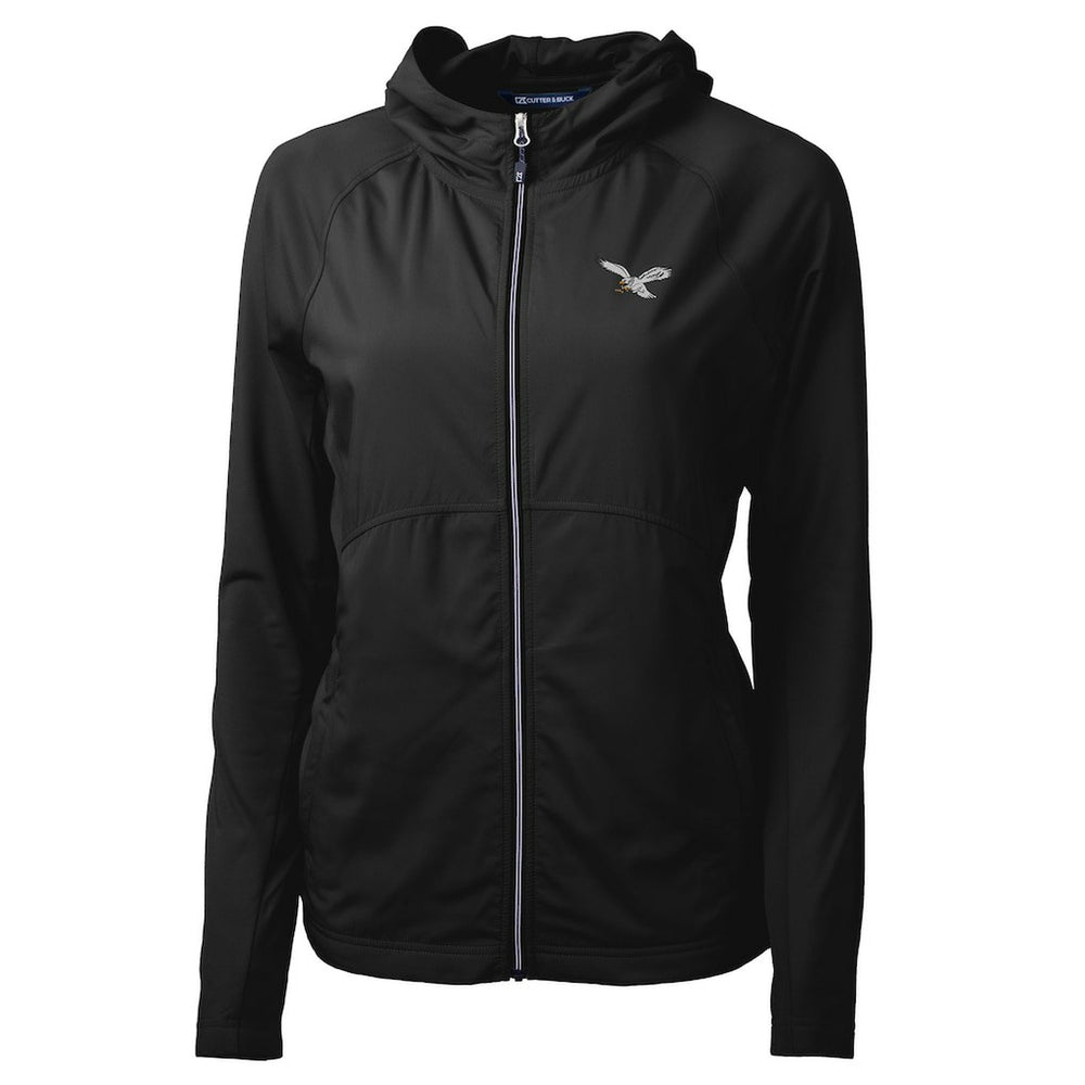 Philadelphia Eagles Cutter & Buck Women's Gridiron Classics Logo Adapt Eco Knit Hybrid Recycled Full-Zip Hoodie Black - NFL