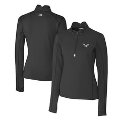 Philadelphia Eagles Cutter & Buck Women's Gridiron Classics Logo DryTec Traverse Stretch Quarter-Zip Pullover Top Black - NFL