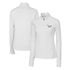 Philadelphia Eagles Cutter & Buck Women's Gridiron Classics Logo DryTec Traverse Stretch Quarter-Zip Pullover Top White - NFL