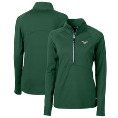 Philadelphia Eagles Cutter & Buck Women's Gridiron Classics Logo Adapt Eco Knit Stretch Recycled Half-Zip Pullover Top Green - NFL