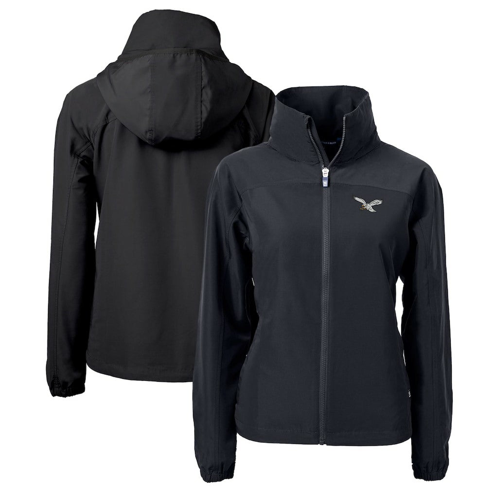 Philadelphia Eagles Cutter & Buck Women's Gridiron Classics Logo Charter Eco Recycled Full-Zip Jacket Black - NFL