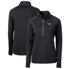 Philadelphia Eagles Cutter & Buck Women's Gridiron Classics Logo Adapt Eco Knit Stretch Recycled Half-Zip Pullover Top Black - NFL