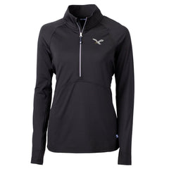 Philadelphia Eagles Cutter & Buck Women's Gridiron Classics Logo Adapt Eco Knit Stretch Recycled Half-Zip Pullover Top Black - NFL