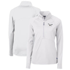 Philadelphia Eagles Cutter & Buck Women's Gridiron Classics Logo Adapt Eco Knit Stretch Recycled Half-Zip Pullover Top White - NFL