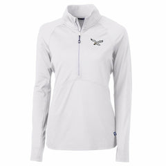 Philadelphia Eagles Cutter & Buck Women's Gridiron Classics Logo Adapt Eco Knit Stretch Recycled Half-Zip Pullover Top White - NFL