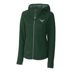 Philadelphia Eagles Cutter & Buck Women's Gridiron Classics Logo Mainsail Sweater-Knit Full-Zip Hoodie Green - NFL