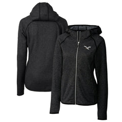 Philadelphia Eagles Cutter & Buck Women's Gridiron Classics Logo Mainsail Sweater-Knit Full-Zip Hoodie Heather Charcoal - NFL