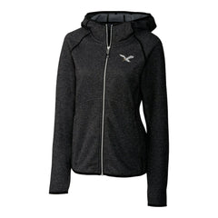 Philadelphia Eagles Cutter & Buck Women's Gridiron Classics Logo Mainsail Sweater-Knit Full-Zip Hoodie Heather Charcoal - NFL