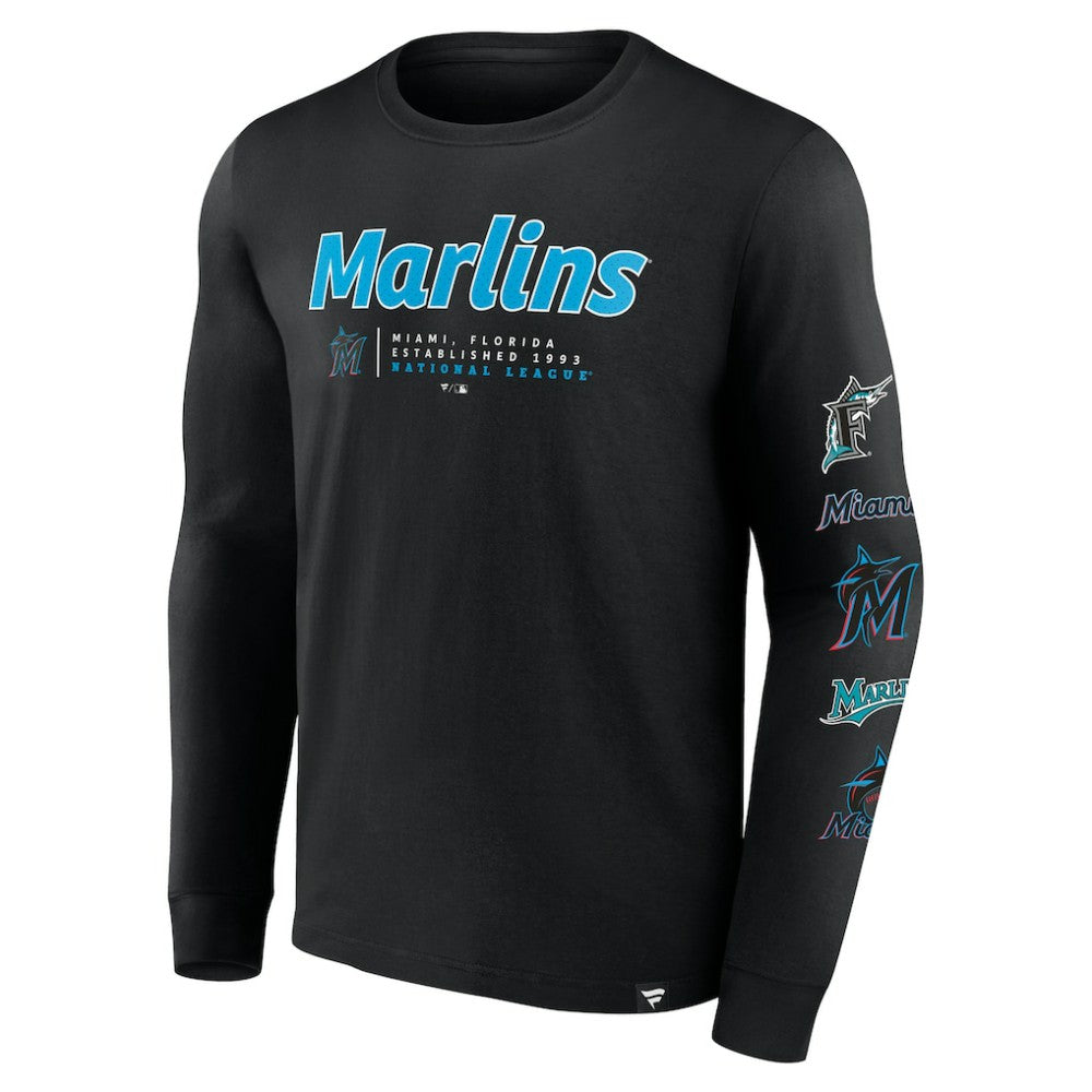 Miami Marlins Fanatics Strike the Goal Long Sleeve T-Shirt Clearance