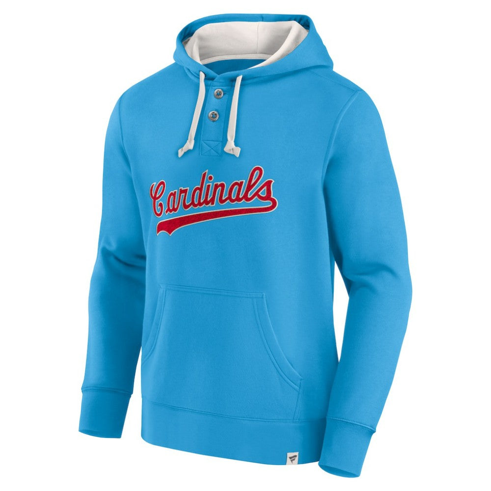 Fanatics St. Louis Cardinals Light Blue Plan for Adversity Henley Fleece Pullover Hoodie Clearance