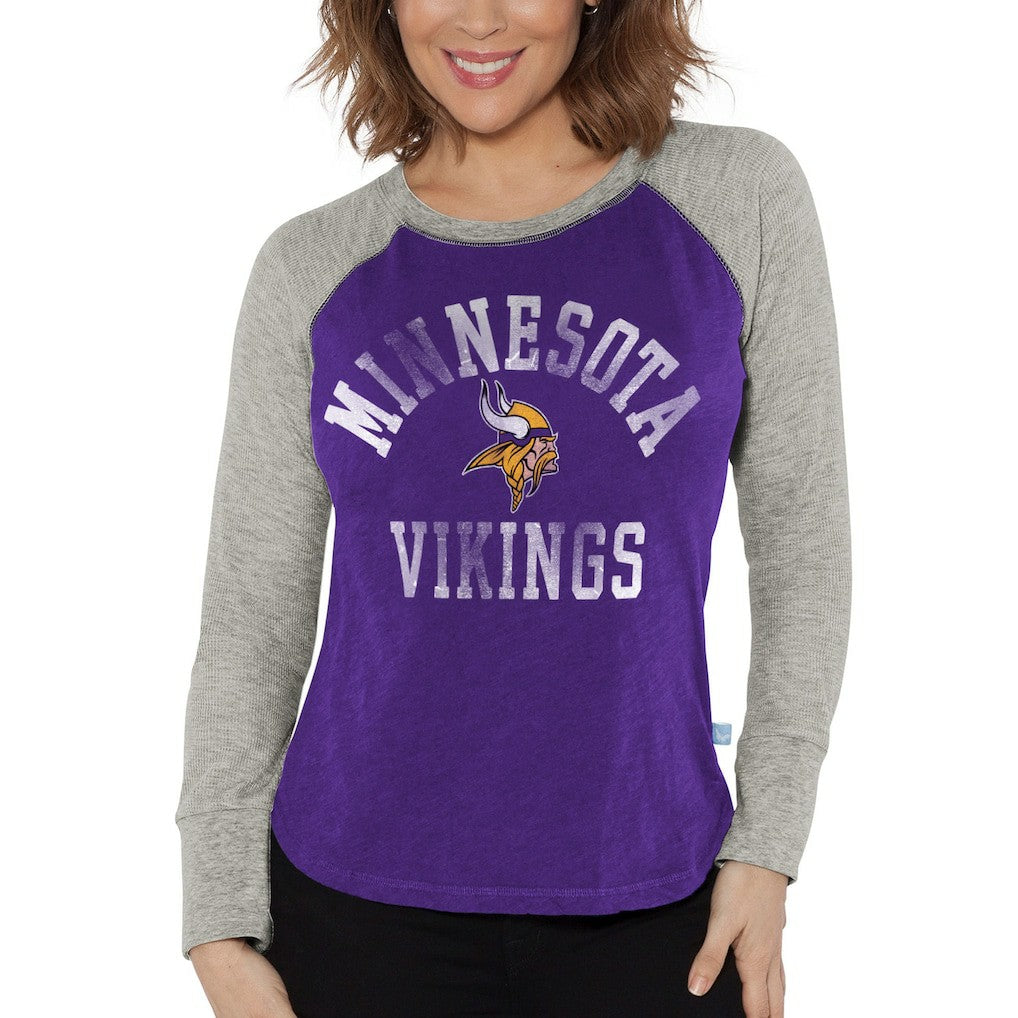 Minnesota Vikings G-III 4Her by Carl Banks Women's Waffle Knit Raglan Long Sleeve T-Shirt Purple/Heather Gray - NFL