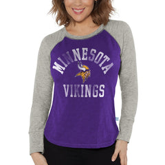 Minnesota Vikings G-III 4Her by Carl Banks Women's Waffle Knit Raglan Long Sleeve T-Shirt Purple/Heather Gray - NFL
