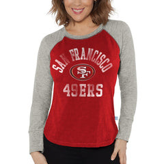 San Francisco 49ers G-III 4Her by Carl Banks Women's Waffle Knit Raglan Long Sleeve T-Shirt Scarlet/Heather Gray - NFL