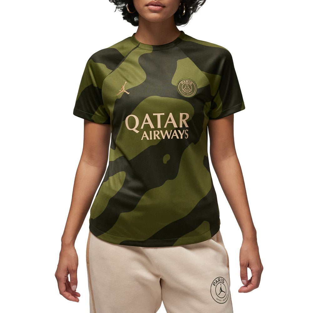 Jordan Paris Saint-Germain Jordan Brand Women's 2023/24 Fourth Academy Pro Pre-Match Top - Olive