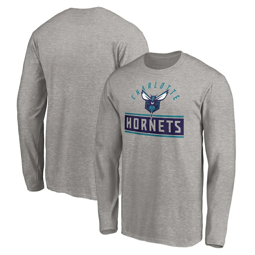 NBA - Charlotte Hornets Team Arch Knockout Long Sleeve T-Shirt - Heather Gray